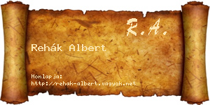 Rehák Albert névjegykártya