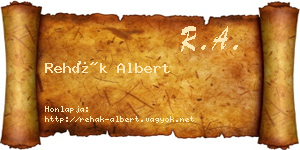Rehák Albert névjegykártya
